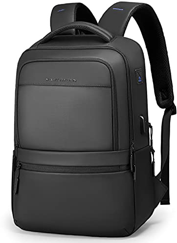 Mark Ryden Laptopryggsäck, skolryggsäck, 15,6 tum casual business dagryggsäck, reseryggsäck med USB-port, för högskola, resor, arbete, camping, män, kvinnor, svart, 35*25*10