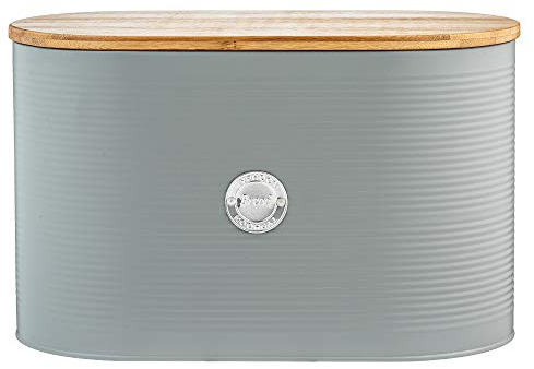 EHC Bread Bins for Kitchen, Bread Box with lid, Kitchen Storage Bin, Bread Container - 19.5 (D) x 34 (W) x 20.5 (H) cm, Grey