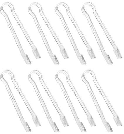Prasacco Pinze da portata in plastica da 15,3 cm, pinze da portata a buffet, per tè, caffè, piccole pinze da cucina, per alimenti, insalate, dolci, feste, antipasti e dessert, 8 pezzi