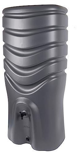 EDA - Récupérateur d'eau RÉCUP'O 350 L - Kit Collecteur Filtrant Inclus - avec Robinet et Bouchon de Vidange - Gris Anthracite, 10919 G.Ant, 65 x 50 x 144 cm