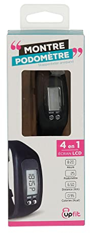 UPFIT - Armbanduhr mit Schrittzähler, LCD-Display, Farbe: Schwarz, zeigt Uhrzeit, Entfernung, Kalorien und Anzahl der Schritte, Armband aus Silikon, einfach zu bedienen, geeignet für jedermann, NC