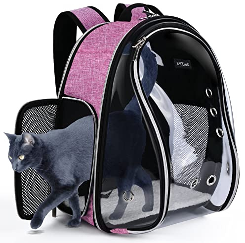 BAGLHER Cat Carrier Backpack Bubble - Fit Up to 18 Lbs - Airline-Approved Dog Backpack Carrier for Small Pets Puppies Dogs Bunny, Space Capsule Dog Carrier Backpack for Travel Outdoor Hiking, Pink