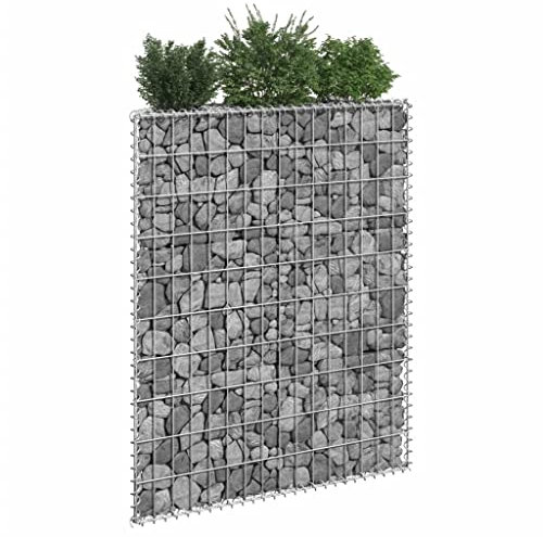 WIFESE Gabion - Jardinière surélevée trapézoïdale - 80 x 20 x 100 cm - Mur de gabion - Panier en pierre - Clôture de jardin - Panier à gabions - Colonne à gabions - Clôture murale pour plantes -
