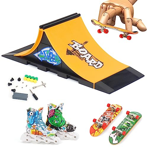 Aolieh Finger Skateboard et Rampe Accessoires Set de Fingerboard Skate Park Jouets Set DIY Finger Skate Board Ultimate Sport Training Requisiten Jouets pour Enfants
