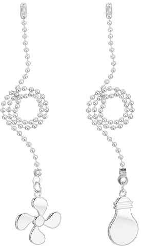 PATIKIL Set di Catene Ventilatore Soffitto da 13 Pollici, 2Pz Catene Sfera con Ornamento Estensore Lampadina Decorativa Cavo Ventilatore Soffitto, Colore Argento