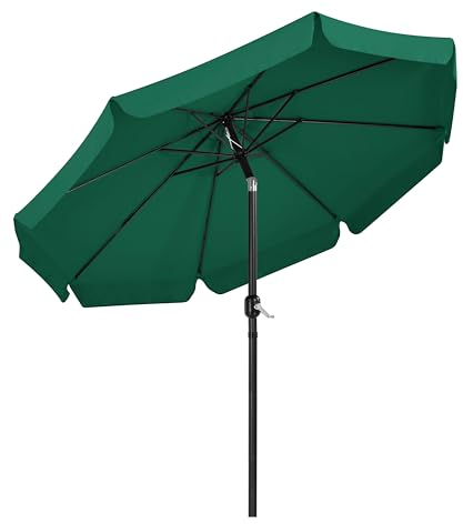 Yaheetech Parasol de Jardin Extérieur 268 cm Parasol Inclinable à 8 Baleines Parasol Balcon avec Manivelle Protection Solaire Terrasse Jardin Plage Piscine Balcon Vert Foncé