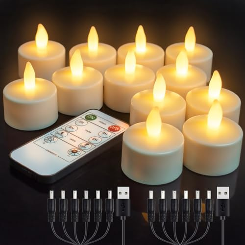 Wiederaufladbare LED Kerzen mit Fernbedienung 12Stück Halloween Deko
