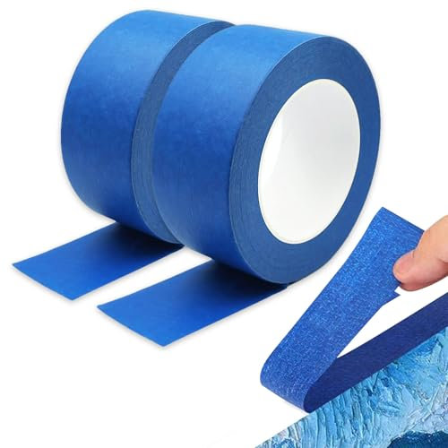 CZAYEFNH Nastro Adesivo di Carta Premium 2PCS 50mm x 50m – Funzione di Mascheratura Perfetta per Pittura, Imballaggio e Mestieri, Facile da Strappare, Senza Residui di Colla