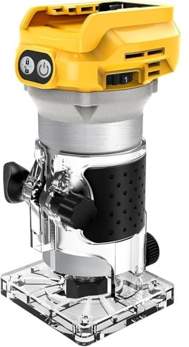 Bois Défonceuse Affleureuse compatible avec Dewalt 18V Batterie, 1300 W Fraise à bordure sans fil, Routeur à Bois Électrique sans fil avec 6 vitesses, fraise à bords sans balais (sans batterie)