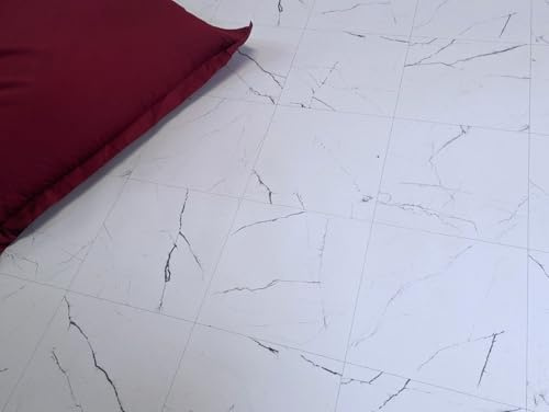 Revêtement de sol PVC Sol vinyle en carreaux marbrés,clair, Découpe (2m de large, 1,5m de long)