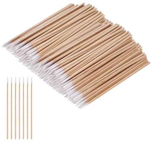 800 Pcs Long Cotton Buds, 3.94 inch Cotton Swabs Wood Sticks with Pointed Tips Applicator for Nail Art Eyebrow Beauty Tattoo Make-up Color Seam Dedicated Dirty Picking Cleaning