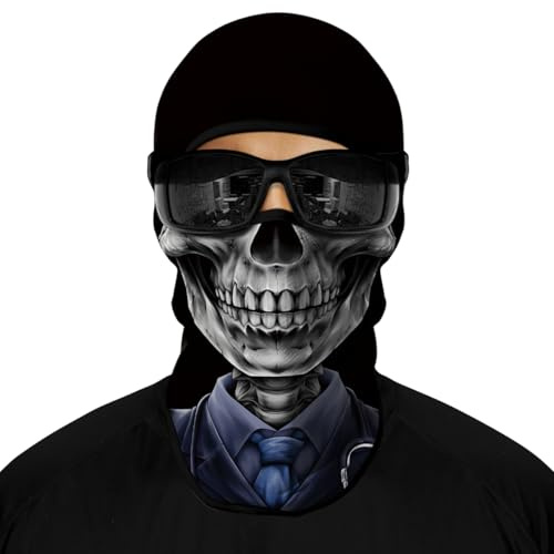 ShopINess Cagoule Crâne 3D UPF 40+ en Microfibre pour Moto Ski Snowboard Cyclisme | Balaclava sous-Casque Respirant pour Halloween Carnaval et Sports Outdoor (Docteur)