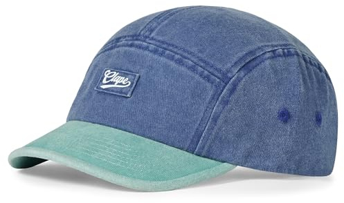 CLAPE Short Brim Baseball Cap 5 Panel Cap Herren Damen Baumwolle Basecap mit Kurz Krempe Verstellbar Mehrfarben Sonnenkappe Blau Blue CLSB05