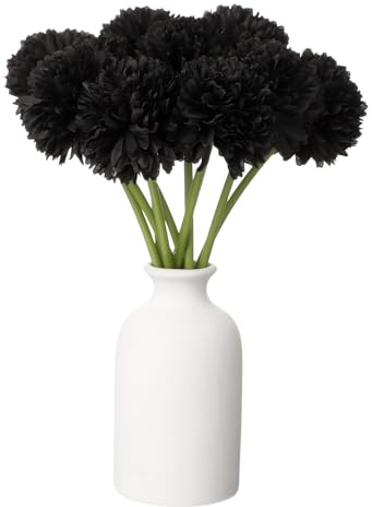 QUARKZMAN 10 st konstgjorda krysantemumboll blommor krysantemum falska blommor bukett falska sidenblommor för heminredning trädgård bröllop fest, svart