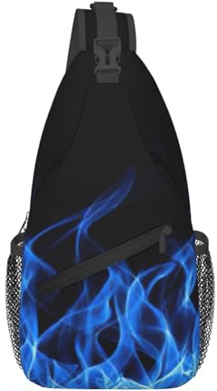 OAZCVBNN blå flamtryck kors bröstväska diagonalt slunga gymresor weekendresor crossbody ryggsäck