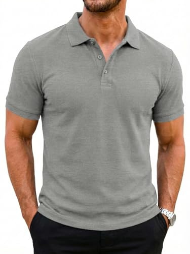 Runcati Pikétröja för män, kortärmad, sommar, tennis, t-shirt, män, enfärgad, golf, sport, polotröja, basic, normal passform, pikétröja