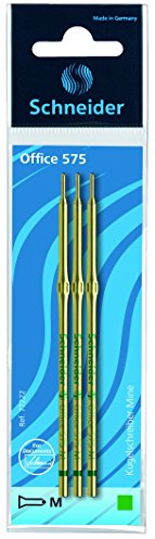 Schneider Schreibgeräte Kugelschreibermine Office 575, dokumentenecht, M, grün, 3er SB-Beutel
