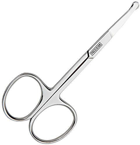 BeeSpring Rounded Nose Hair Scissors. Round Tip Scissor for Ear, Eyebrow, Beard and Mustache Trimming - 3.5 Blunt Nosed Tipped Grooming Trimmer
