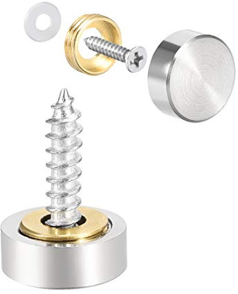uxcell Mirror Screws Decorative Caps Cover Nails Brushed Stainless Steel 14mm 4pcs