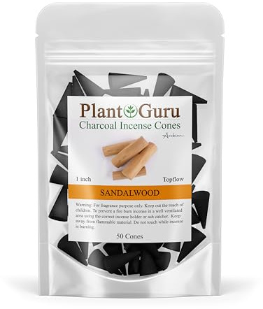 Sandalwood Charcoal Incense Cones 1 TOPFLOW - 50 Pack - Natural Scented Cones Handmade Hand Dipped