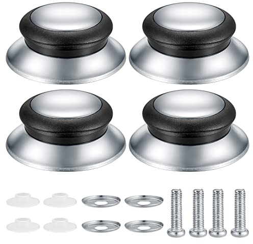 Boutons de Couvercle de Casserole, 4 Pièces Boutons de Couvercle de Pot, Poignée Casserole Poêles Universelle de Cuisine en Acier Inoxydable Résistant