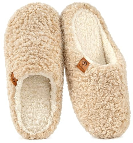 EverFoams Women's Mule Slippers Memory Foam Shoes Khaki,5-6 UK