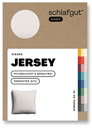 schlafgut Easy Mako-Jersey Kissenbezug 80x80 cm Sand Deep (Braun) – 100% Baumwolle Kopfkissenbezug Bügelfrei mit Ton-in-Ton Reißverschluss – Made in Green by Oeko-TEX