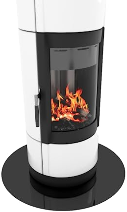 BIJON Funkenschutz-Platte Schwarz mit polierter Kante, Glasplatte Kaminofen | Kaminschutz mit ESG Sicherheitsglas | Kamin Zubehör | Kamin Glasplatte | Kreis Ø 30cm, 6mm