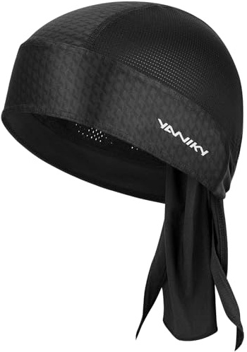 YANIKY Bandanas - Gorras de calavera para hombre y mujer, forro de casco, gorro de ciclismo, bandana para motocicleta, absorbe el sudor, trapo, Estampado en negro, Talla única