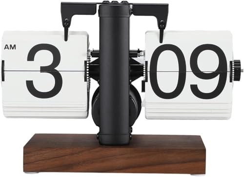 CYTGOUPER Flip Desk Clock, Retro Vintage Flip Desk Clock, Digital Flip Clock Sided Large Numbers Mechanical Modern Clock for Living Room, Study Room and Office
