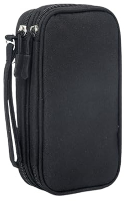 SDXCJY Sac de rangement de câbles double couche, étanche, petit étui portable pour accessoires électroniques, rangement pour câbles, chargeur, batterie externe, écouteurs, clé USB, Noir , Small (8.5 x