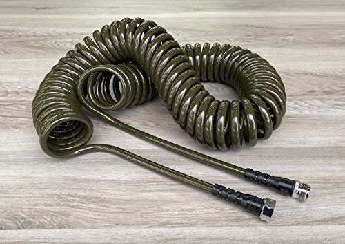 Water Right Polyurethane Coil Hose | 50 Foot (Reaches ~45 ft) | Made in USA | Self-Storing | 3/8” Inner Diameter | Drinking Water Safe | Lead, BPA & Phthalate-Free | Olive | 300 PSI Burst Pressure