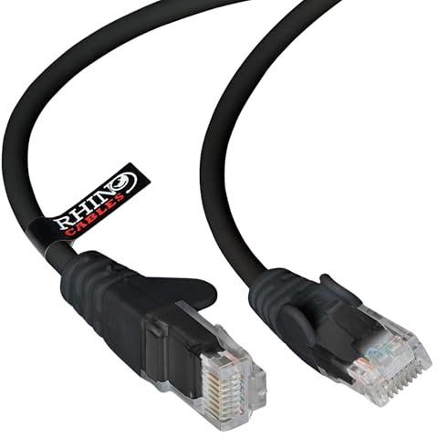 rhinocables CAT5e High-Speed Ethernet Patch Network Cable for LAN — Snagless Cable with RJ45 Connector Lead — Ideal for Internet, Router, Modem, Smart TV, PC & Laptop (3m, Black)