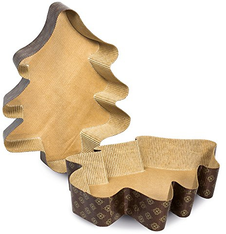 Guardini, Set di 2 Stampi Albero di Natale 25x32 cm, Monouso, Quantità max impasto 900 gr, Carta da forno antiaderente, Made in Italy