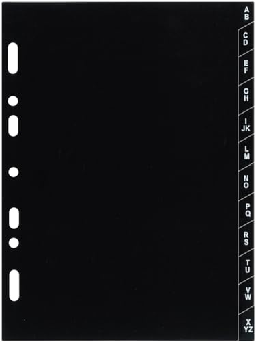 Exacompta 28223 - Separadores con índice A-Z (plástico, 12 hojas), color negro