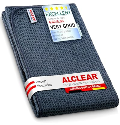 ALCLEAR 820901M Microfiber Cloth XXL Car Drying Towel 80x55cm, absorbent, scratch-free, lint-free, streak-free, for paint, glass, plastic, windows - designed in Germany - Car care & Hand wash.