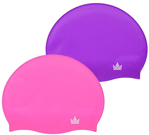 The Friendly Swede Pack de 2 Gorros de Natación de Silicona - GARANTÍA DE por Vida (Rosa + Morado)