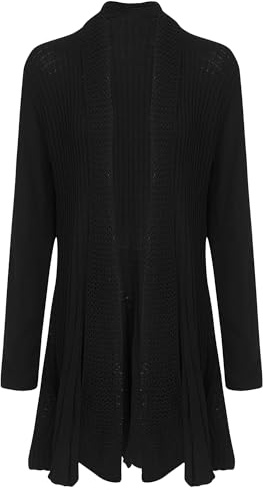 shelikes Womens Knitted Cardigan Long Full Sleeve Knitwear Cardigans Classic Solid Sweater Jacket Coat Black