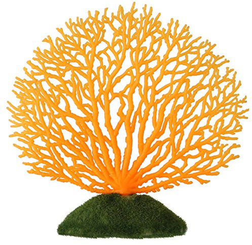 GLogLOW Konstgjorda korallväxter i plast dekorationer med hartsbas korall mjuka undervattensdekorationer för akvarium akvarium akvarium landskap (orange)