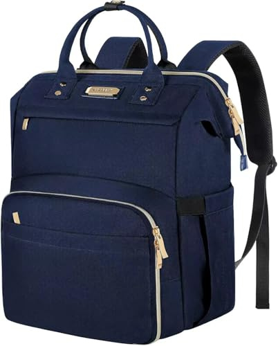 JCDOBEST Lunchväska ryggsäck, isolerad kylryggsäck lunchlåda laptop ryggsäck med USB-port för kvinnor män passar 15,6 tums bärbar dator blå