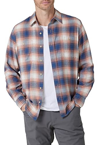 Wrangler Authentics Cloud Flannel Woven Shirt Chemise à Bouton Bas, Marron cuivré, L Homme