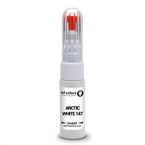 SD COLORS Arctic White 147 Kit de réparation pour stylo de retouche de peinture 20 ML avec pinceau à rayures Code couleur 147 Blanc