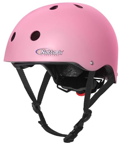 Nattork Skateboard, rosa hjälmskyddsutrustning för barn? Multi-sport scooterhjälm med avtagbart foder för cykel, skoter, inline-skridskor, rullskridskor, lämplig för ungdomar