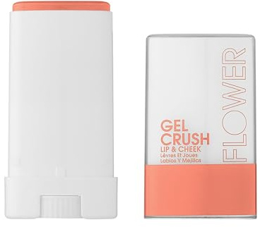 FLOWER BEAUTY By Drew Barrymore Lip & Cheek Gel Crush - Cream Blush and Lips Tint in One Portable Multistick - Hydrating Burst of Color (Peach Crush)
