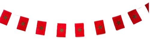 Pandiui23 Bandiera del Marocco, 40 pz, 11,4 m, 14 x 21 cm, per decorazioni di bar da giardino (Marocco)