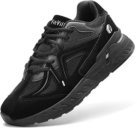 FitVille Extra Larghe Scarpe Uomo Sneakers Supporto per Arco Plantare Pianta Larga Scarpe da Ginnastica Comfort per Piede Piatto 43 EU XX-Larga Nero Scuro