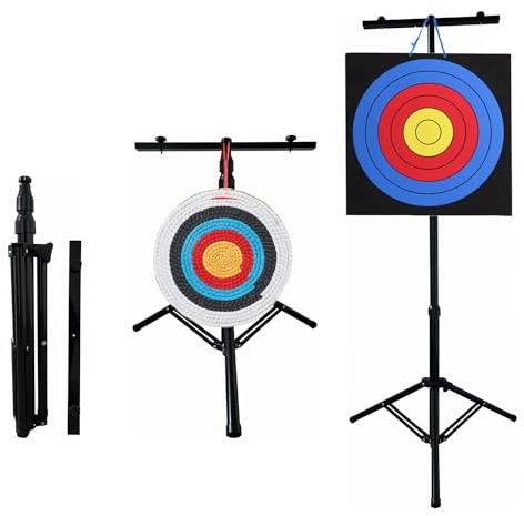 Bogenschießen Zielständer für Hinterhofziele Schießen, verstellbar, faltbar, verstellbar, hängend, traditioneller EVA-Stroh-Zielständer, Mehrzweck-Halterungen (schwarzer Bogenschießen-Ständer)