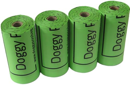 Doggy bajspåsar, premium hem komposterbara hundbajspåsar | Biologiskt nedbrytbara hundavfallspåsar | 4 rullar/60 påsar, majsstärkelsebaserade