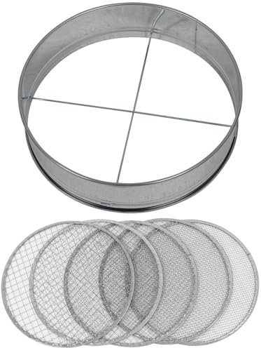 Woodside 5-in-1 Stainless Steel Garden Soil Sieve (30cm) – Mesh Potting Riddle Compost Sifter - 4/6/8/10/12mm Filters for Fine, Stone-Free Soil