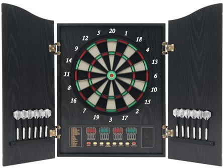 HUOMMGS Dartscheibe Elektronisch Wandbefestigung Dartmaschine Innovativer Dartautomat mit 27 Varianten Faltbar Dartautomat Professioneller Dartboards mit Anzeigen, Pfeile E Dartscheibe (Schwarz)